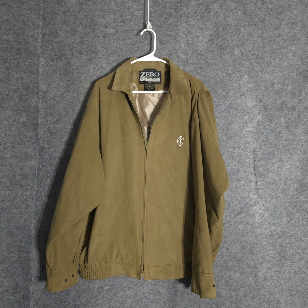 Zero Restriction Golf Jacket Mens XL Tan Microfiber Full Zip USA‎ Made IC 1901